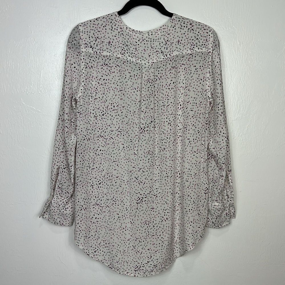 Donna Karan Silk Polka Dot Button Closure Long Sleeve Blouse Size M - Picture 5 of 12